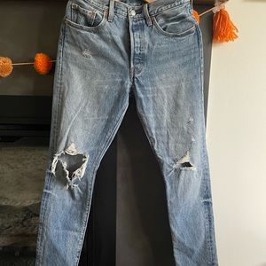 Womens Levis Denim Jeans 100% Cotton w27 l30 button fly blue